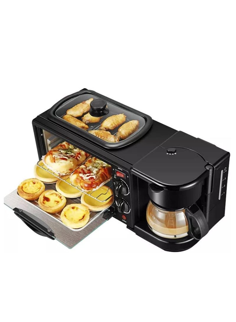 3 in 1 Breakfast Maker With A Free Baking Tray Includes frying Pan Oven And Coffee Maker