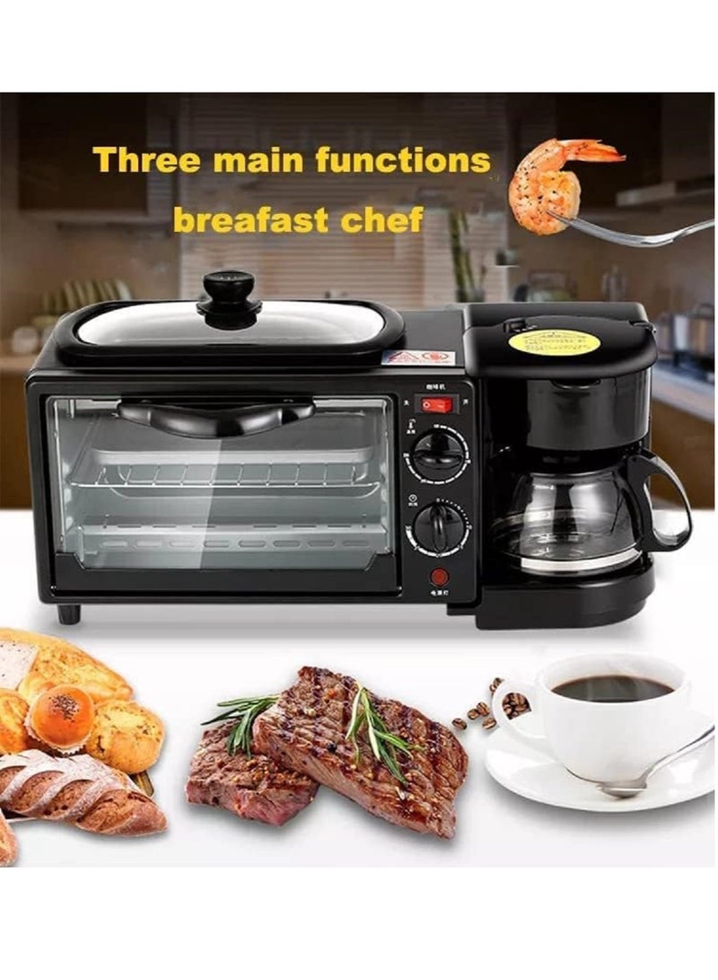 3 in 1 Breakfast Maker With A Free Baking Tray Includes frying Pan Oven And Coffee Maker