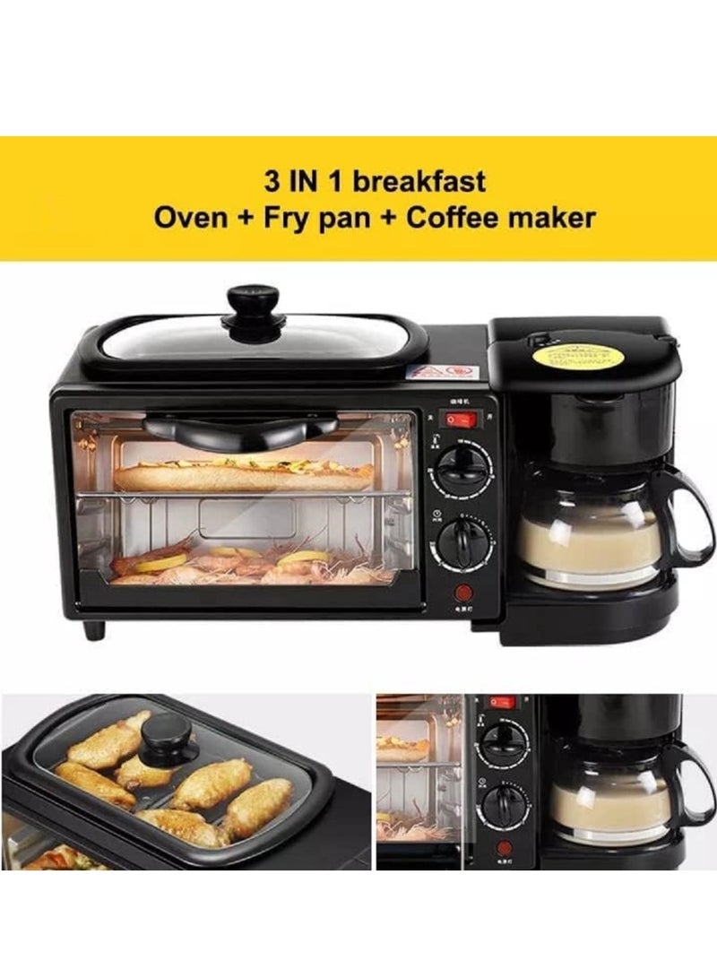 3 in 1 Breakfast Maker With A Free Baking Tray Includes frying Pan Oven And Coffee Maker