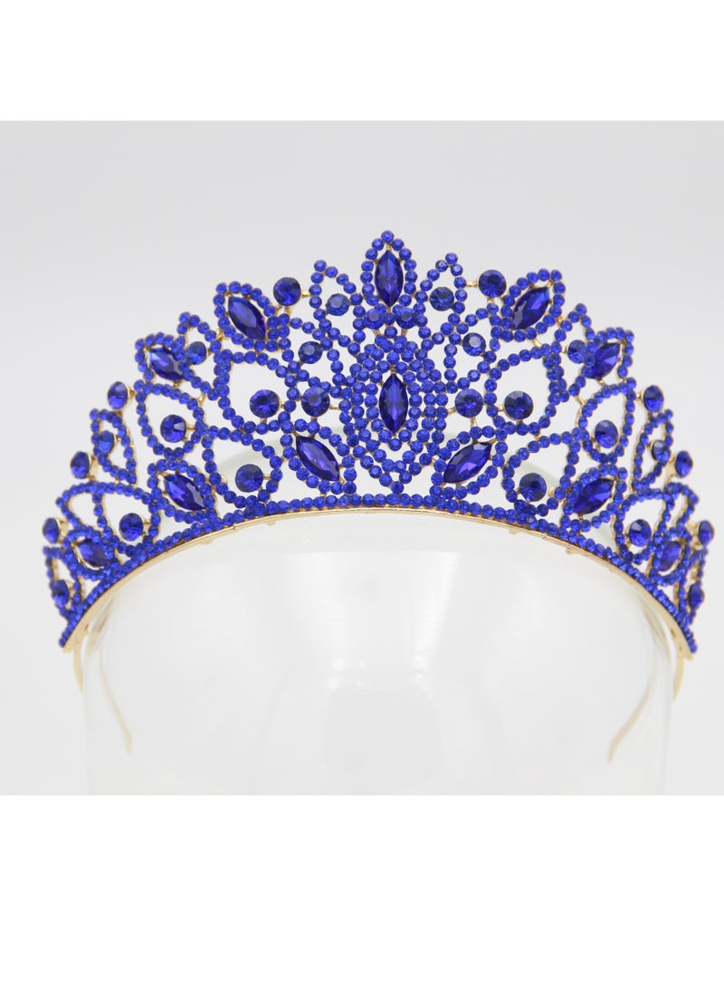 Ddaniela Mia Colletion Collection Faux white with royal blue stones Crown Tiara