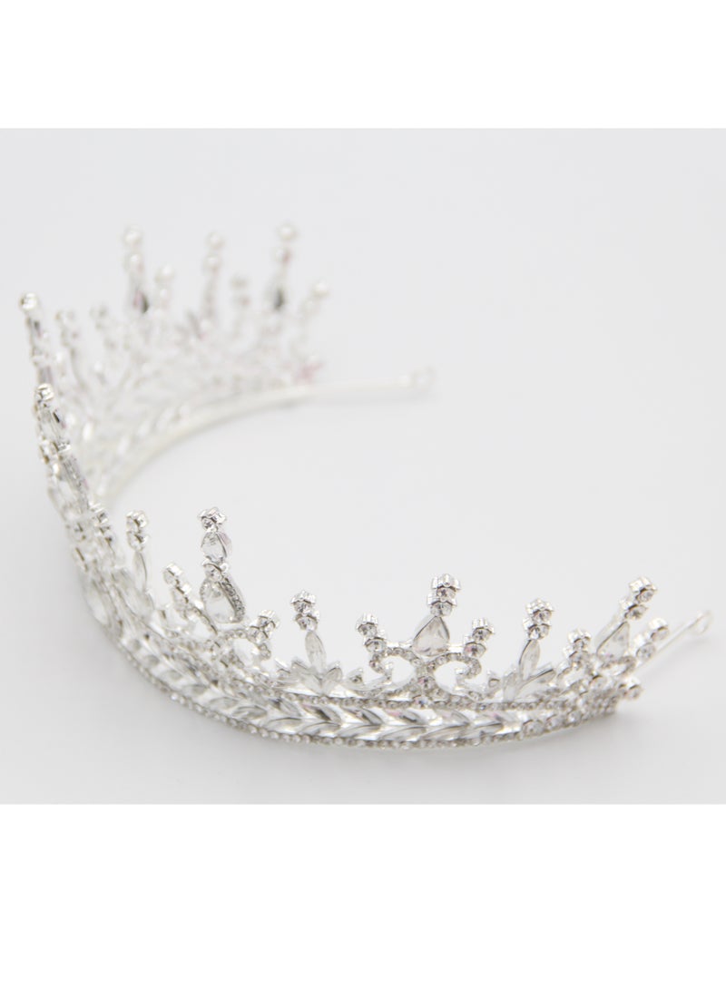 Ddaniela Alexa Collection Faux white with Silver  stones Crown Tiara