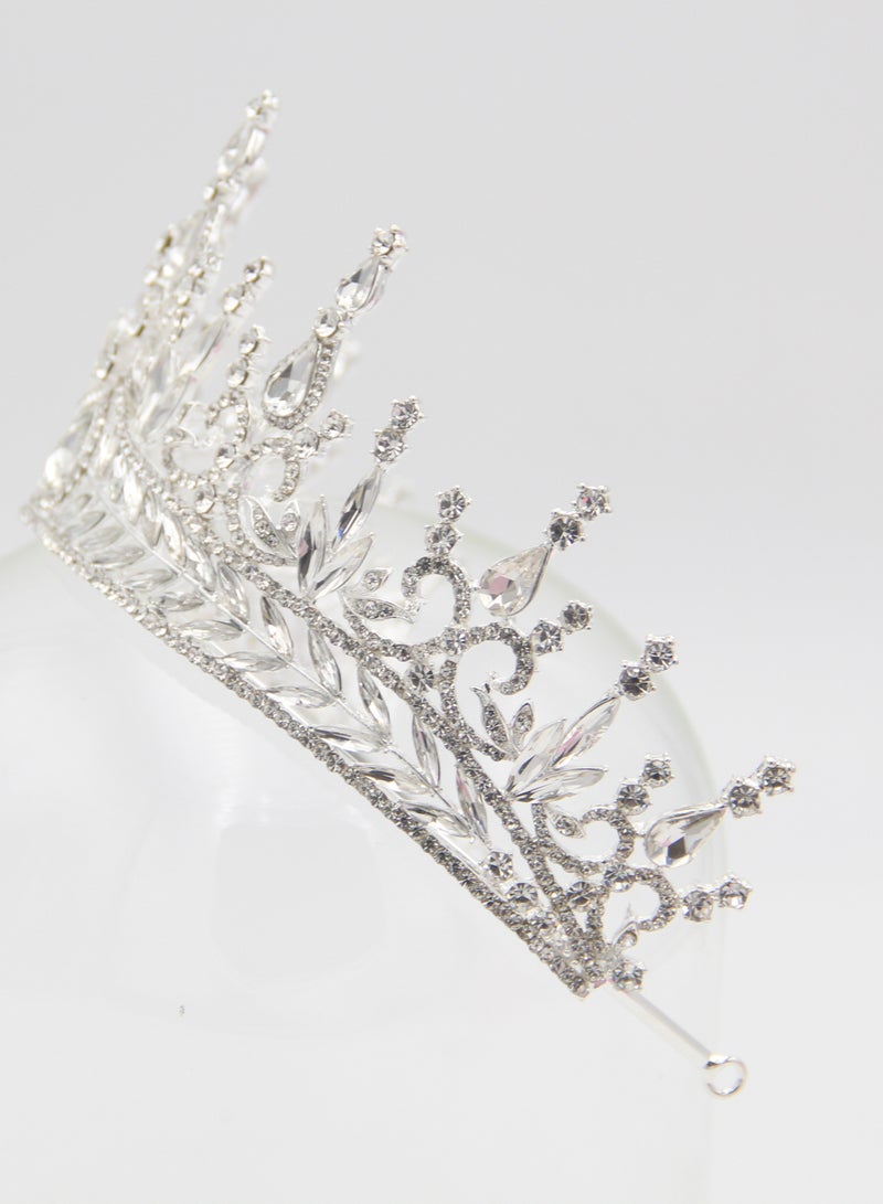 Ddaniela Alexa Collection Faux white with Silver  stones Crown Tiara