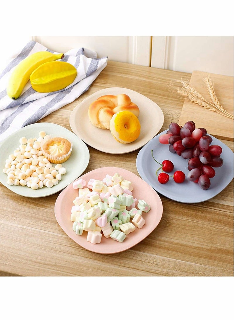 Set of 4 Bread Butter Wheat Straw Plates Dishwasher Microwave Safe Lightweight Durable Tableware for Party Children Toddler 19cm