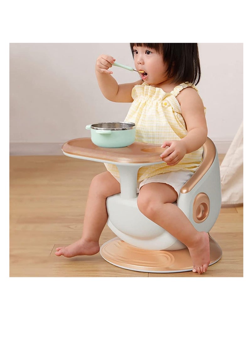 Portable Baby Dining Chair Baby Mini High Chair Multifunctional Baby Chair with Removable Meal Tray for Feeding Eating Playing 1-8 Years Baby Toddler Children Floor Seat (Golden)