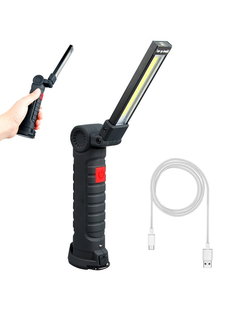 COB LED Work Light, LED Torch Rechargeable, with Magnetic Base 360°Rotate, 5 Lighting Modes, Emergency Inspection Lamp, Portable Inspection Work Light with Hook Handy Flashlight for Household