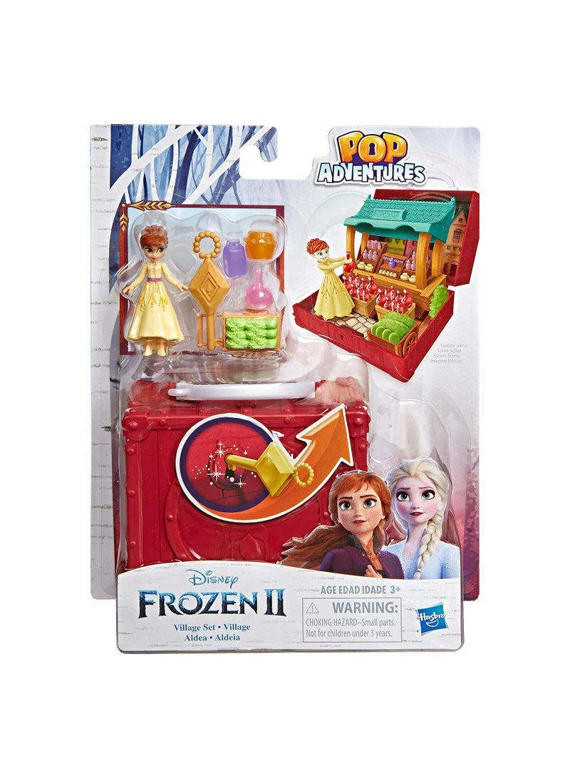 Disney Frozen Pop Adventures Village Set Pop Up Playset With Handle, Including Anna Small Doll Inspired by Disney Frozen 2 Movie Toy