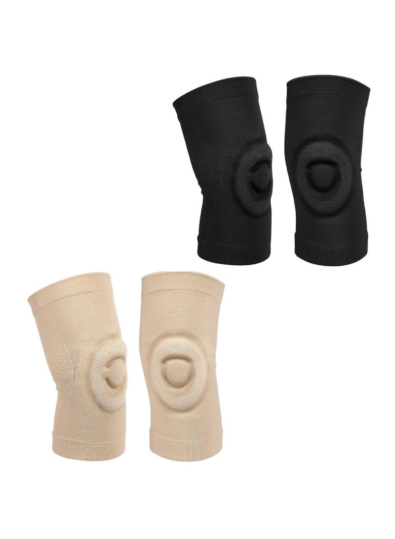Gel Knee Pads, 1 Pair Cushion and Support Cap, Figure Skating Pads Cap for Men Women Adults Youth Kids Dancing, Football Basketball