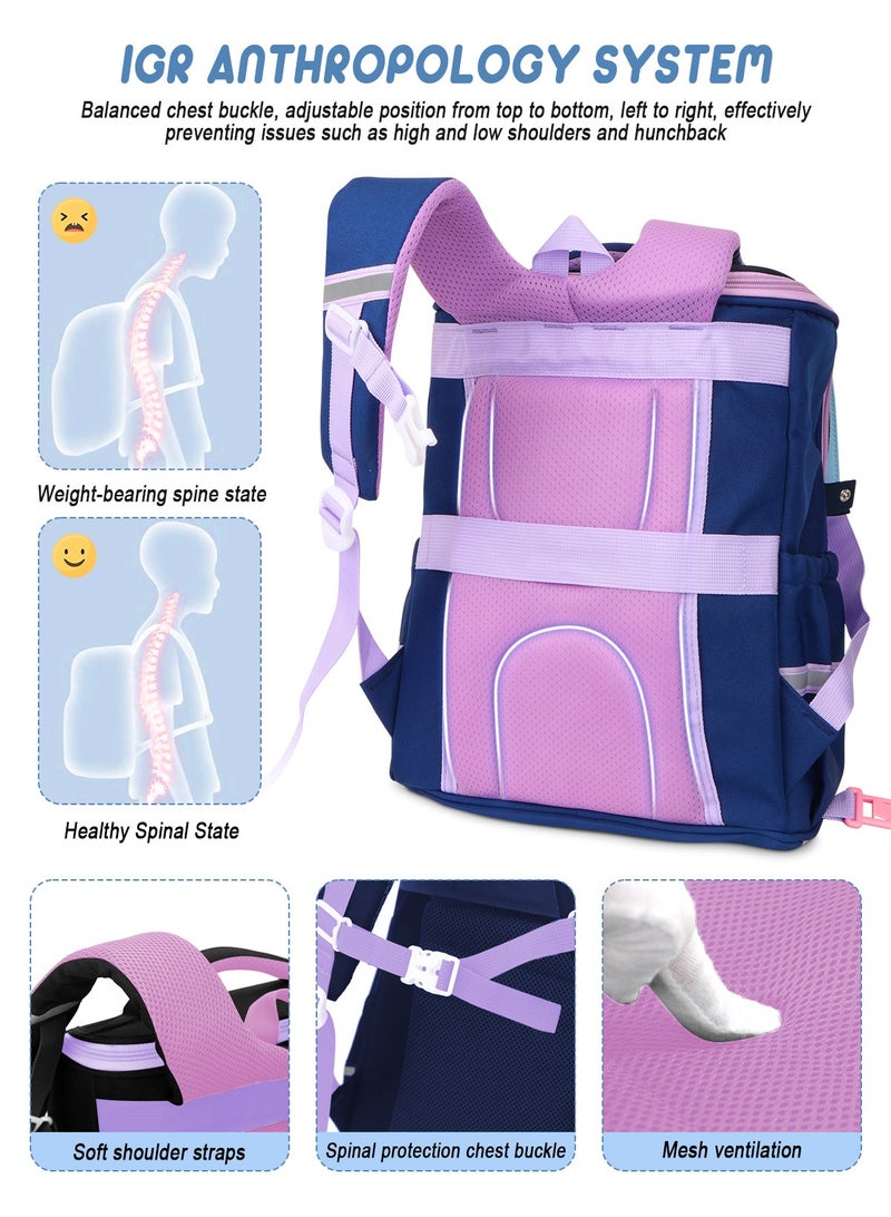 Simple Modern Cute Primary Junior Backpack for School Boys Girls Elementary Kids School Backpack,England British Stye School Backpack Lightweight Travel Backpack