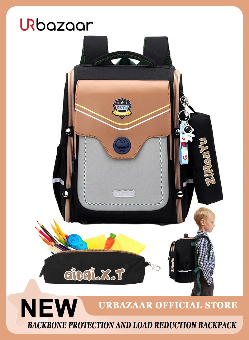 Simple Modern Cute Primary Junior Backpack for School Boys Girls Elementary Kids School Backpack,England British Stye School Backpack Lightweight Travel Backpack