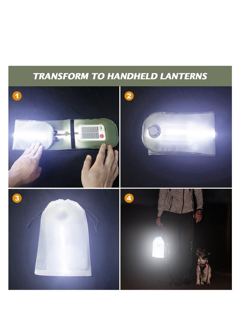 Solar Camping Lights Bars, 60cm Rechargeable 2000mAh Foldable Inflatable Light for Outdoor IP66 Waterproof LED Tube Camping, Hiking, Travel