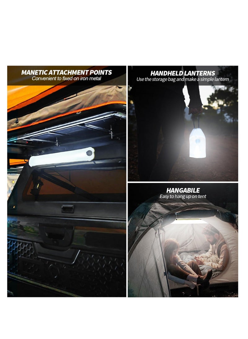 Solar Camping Lights Bars, 60cm Rechargeable 2000mAh Foldable Inflatable Light for Outdoor IP66 Waterproof LED Tube Camping, Hiking, Travel