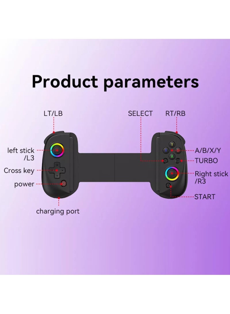 D8 Telescopic Mobile Phone Gamepad Bluetooth-Compatible5.2 Wireless Game Controller Joystick for Android IOS Ps3 Ps4 Switch PC