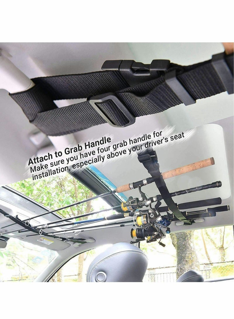 Vehicle Fishing Pole Holder, 2 Strap Adjustable Nylon Car Rod Rack 86.6 Inches Length Belt Strap, for Car, SUVs and Vans