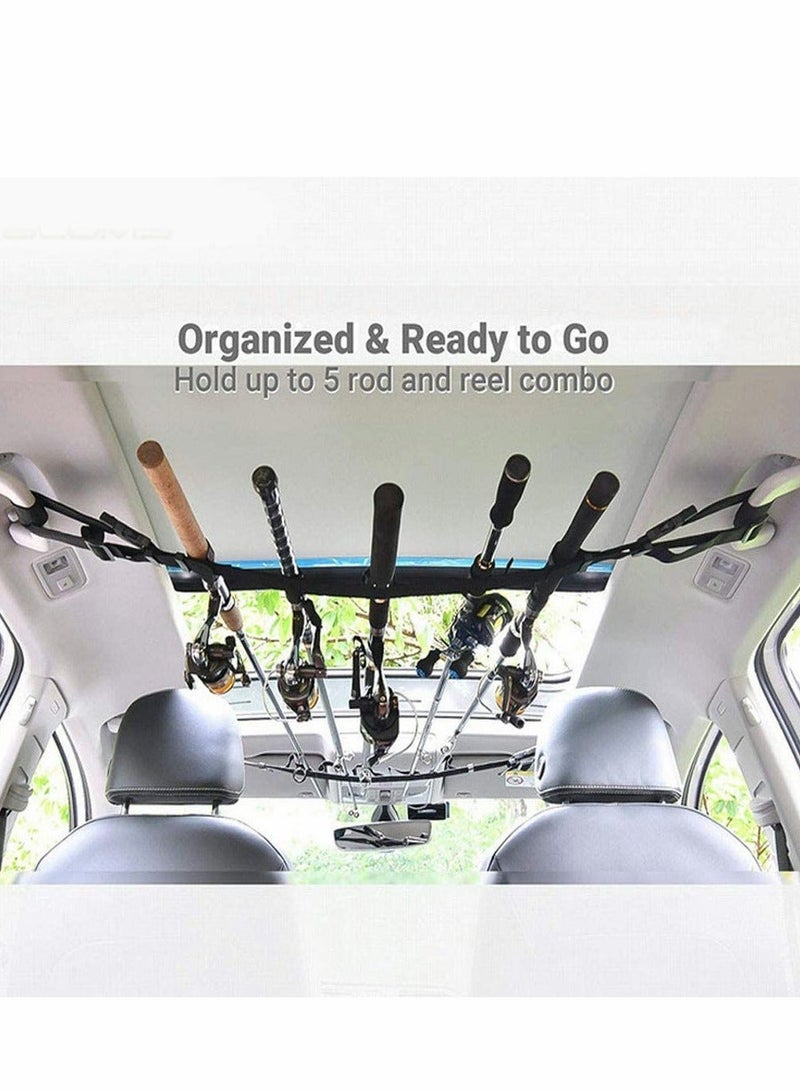 Vehicle Fishing Pole Holder, 2 Strap Adjustable Nylon Car Rod Rack 86.6 Inches Length Belt Strap, for Car, SUVs and Vans