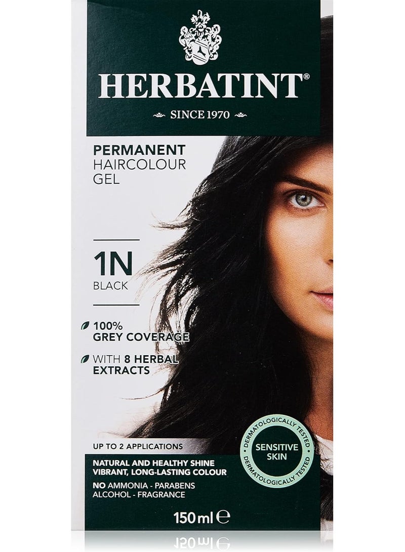 1N Permanent Herbal Black Haircolor Gel Kit - 4 per case.