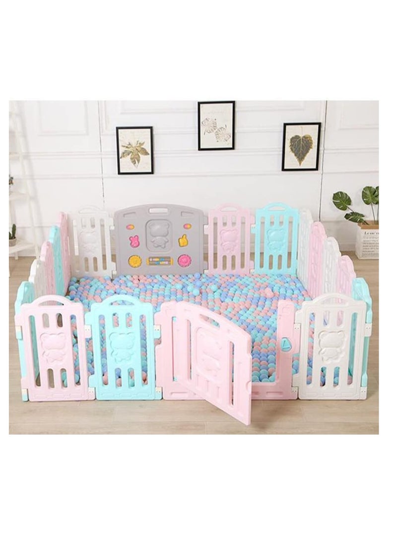 Baby Playpen,Children's Play Fence Kids Safety Activity Center Foldable Baby Fence Playard Portable Child Playpen Sturdy Anti-Fall Playpen for Indoor and Outdoor (D-18pcs)