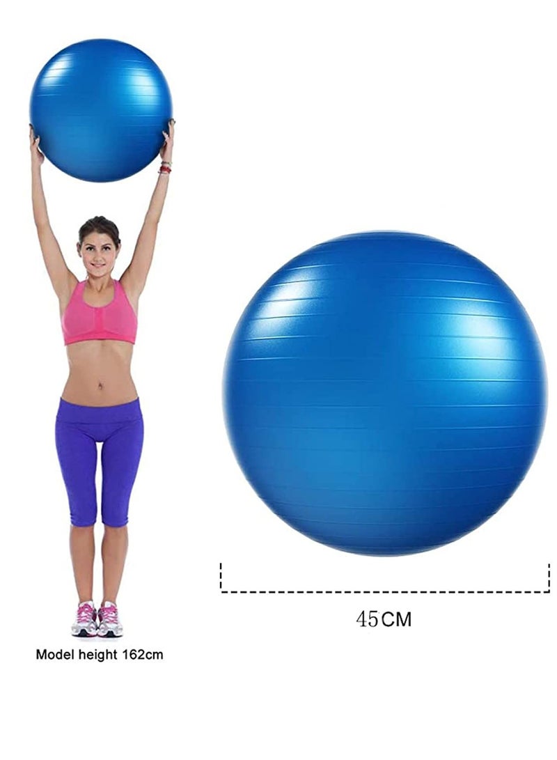 Exercise Ball 45cm with Quick Foot Pump Professional Grade Anti Burst Slip Resistant Stability Balance for Yoga Workout Office Classroom Work Chair