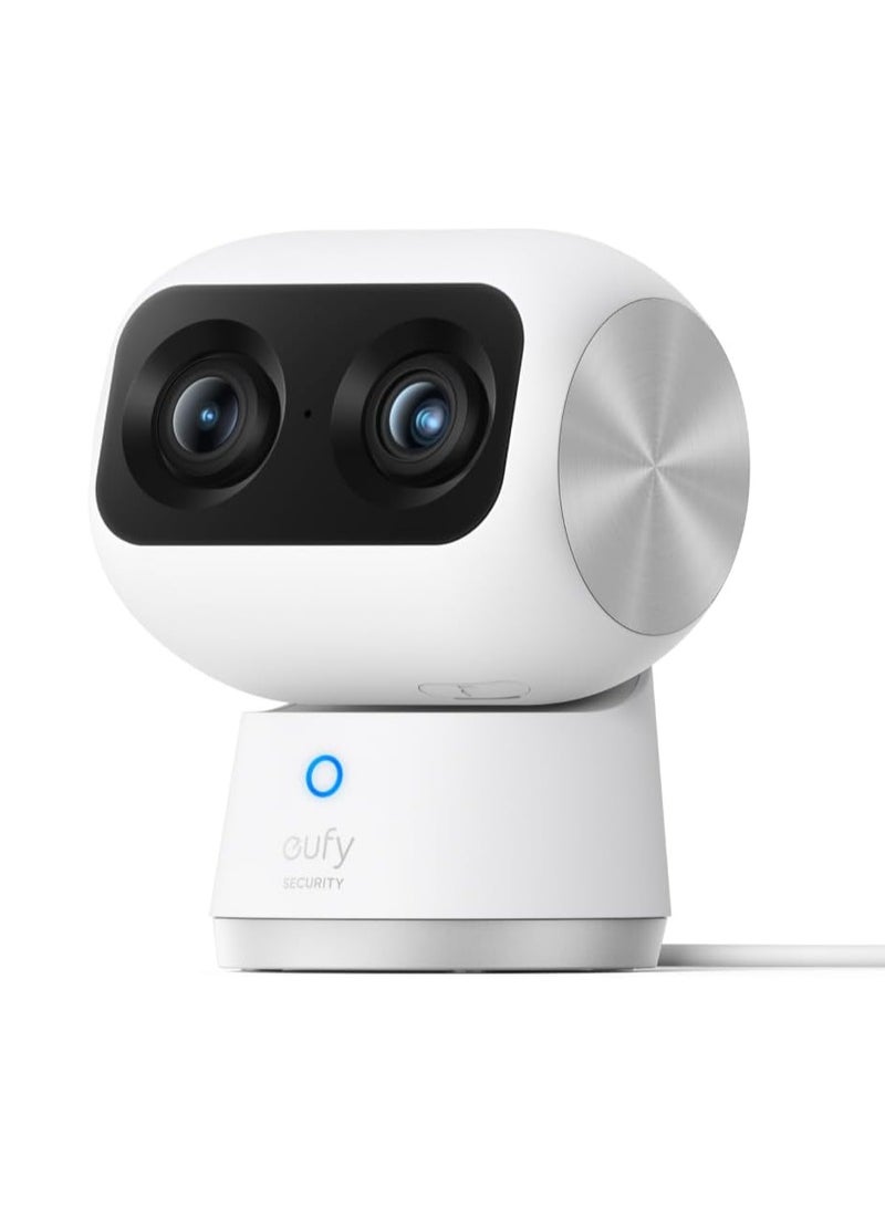 eufy Security Indoor Cam S350, Dual Cameras, 4K UHD Resolution Security Camera with 8× Zoom and 360° PTZ, Human/Pet AI, Ideal for Baby Monitor/Pet Camera/Home Security, Dual-Band Wi-Fi 6, Plug in