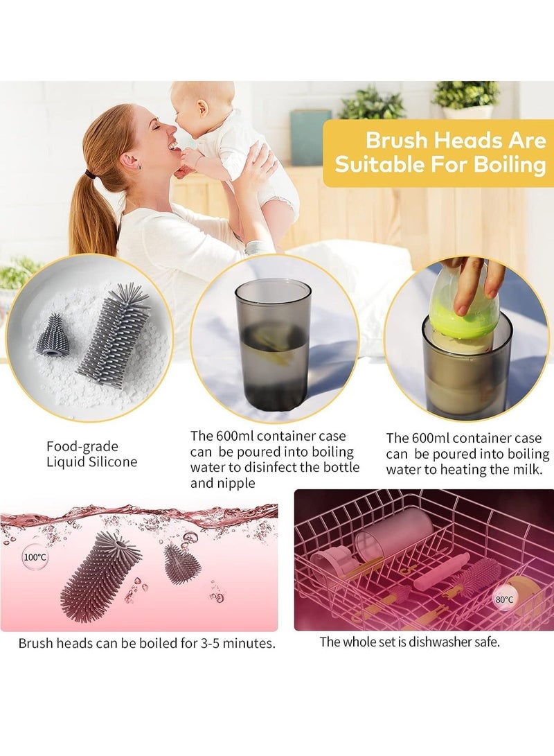 Bottle Brush Travel Baby Set with Cleaner and Drying Rack Gift for Newborn Mothers Suitable Home Essentials Moms Straw Brushes