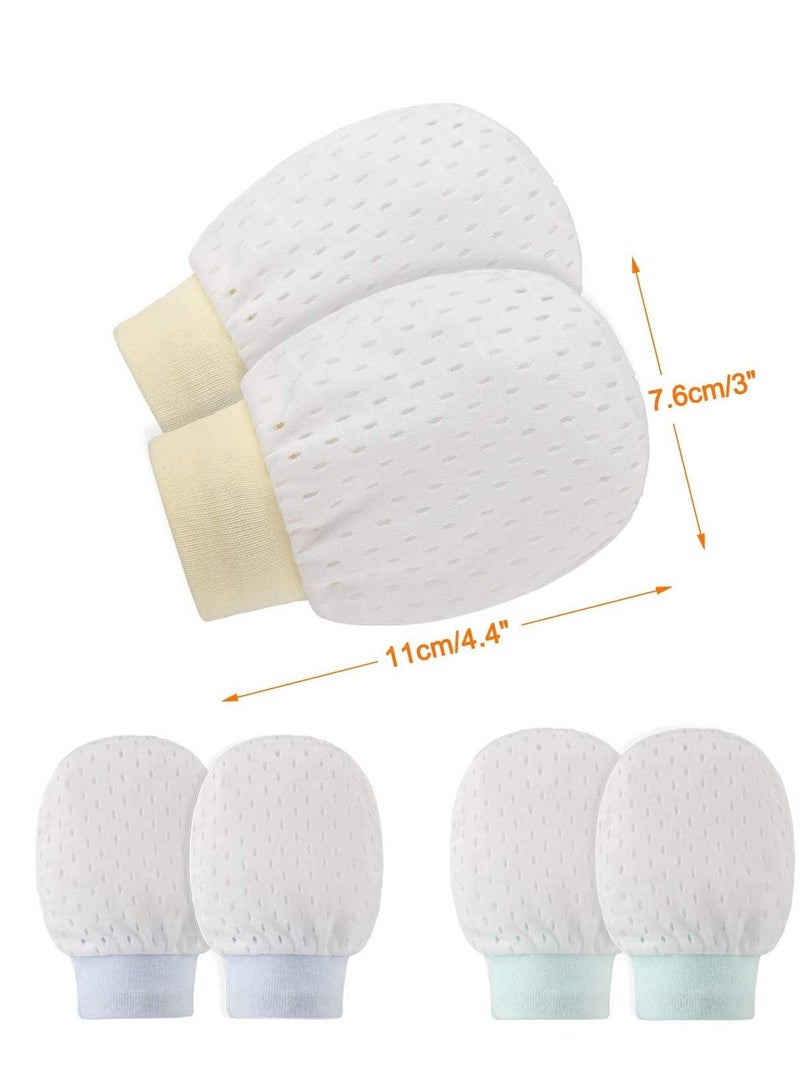 Newborn Baby Mittens No Scratch Mittens, Which Adjustable Anti Ice-Smooth Cool and Breathable Cotton Gloves for Boys Girls 3 Pairs