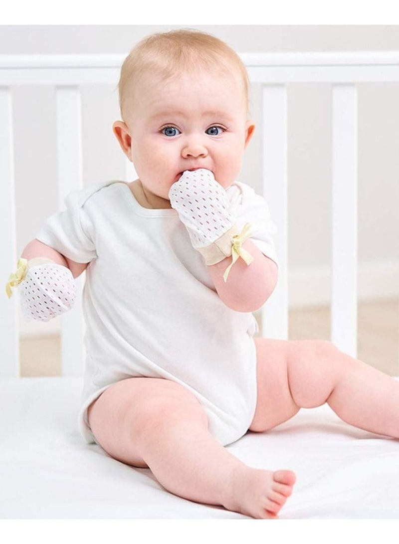 Newborn Baby Mittens No Scratch Mittens, Which Adjustable Anti Ice-Smooth Cool and Breathable Cotton Gloves for Boys Girls 3 Pairs