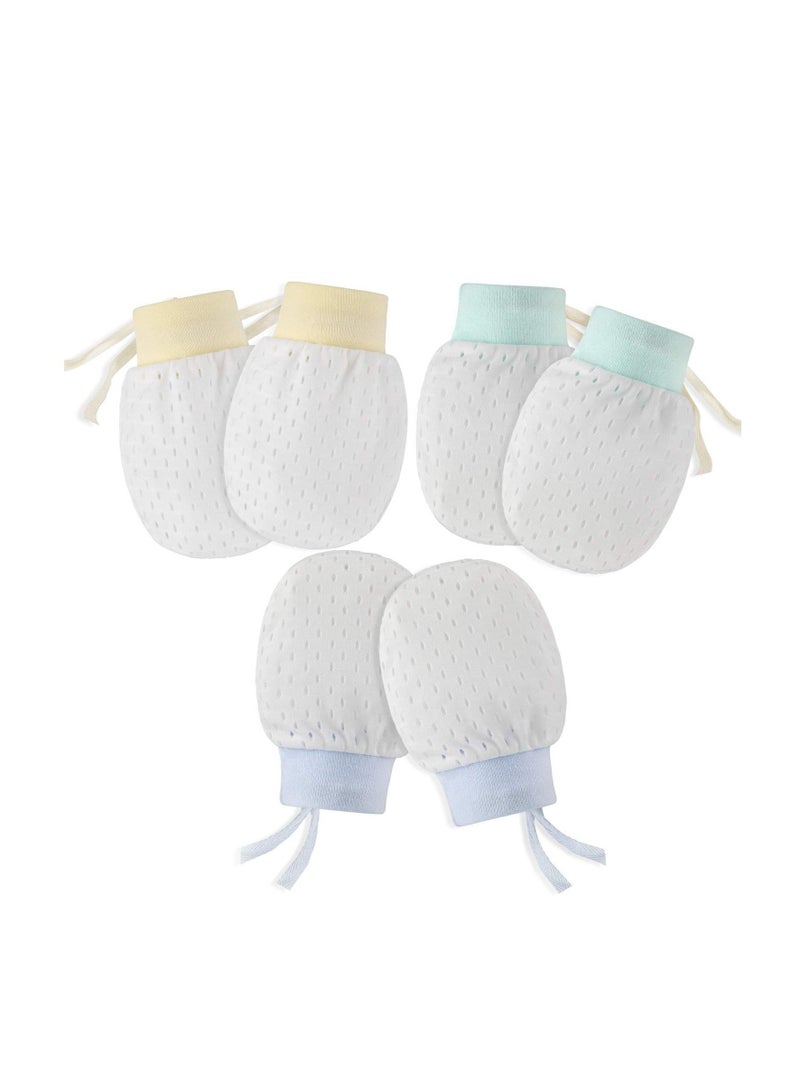 Newborn Baby Mittens No Scratch Mittens, Which Adjustable Anti Ice-Smooth Cool and Breathable Cotton Gloves for Boys Girls 3 Pairs