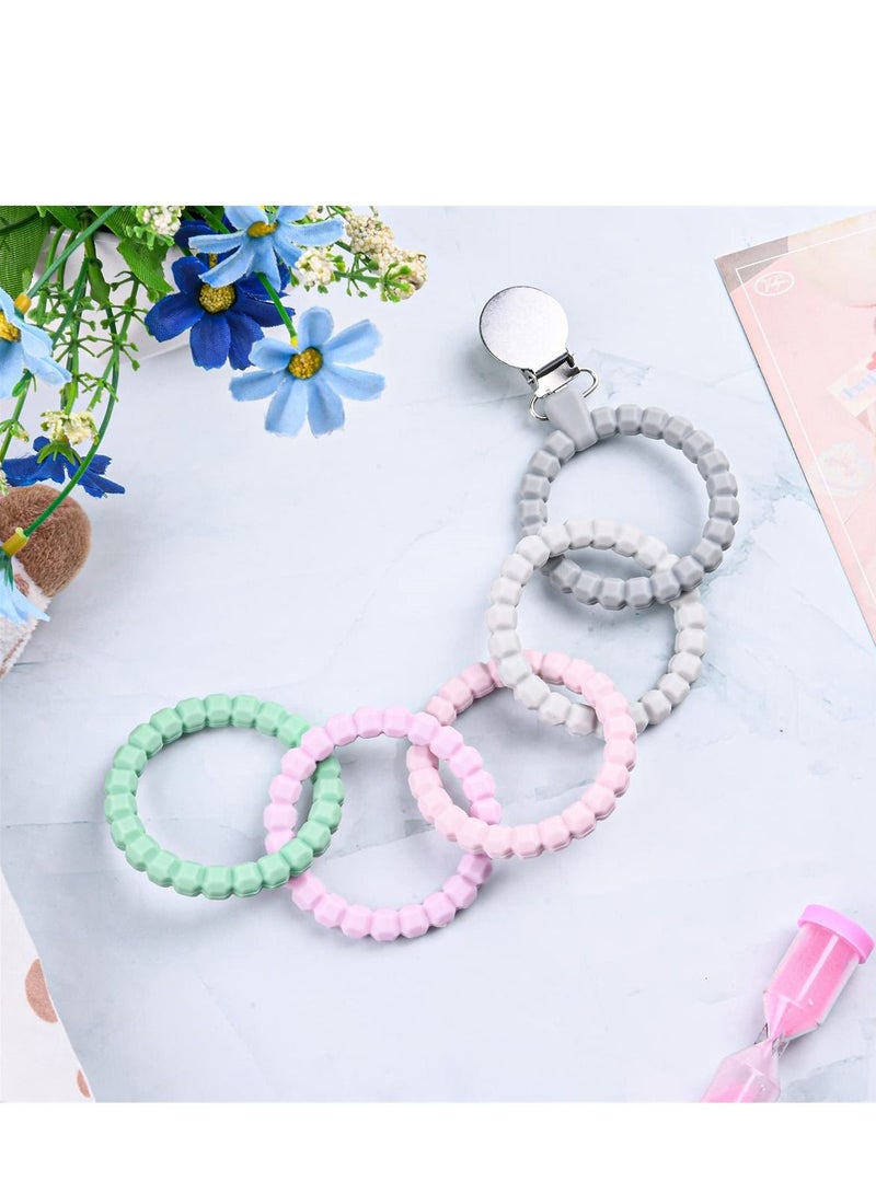 Teether Links Set, 2 Strings of Food Grade Silicone Teething Toys with Pacifier Clip, Soothe Your Newborn Safe and Attachable Chews
