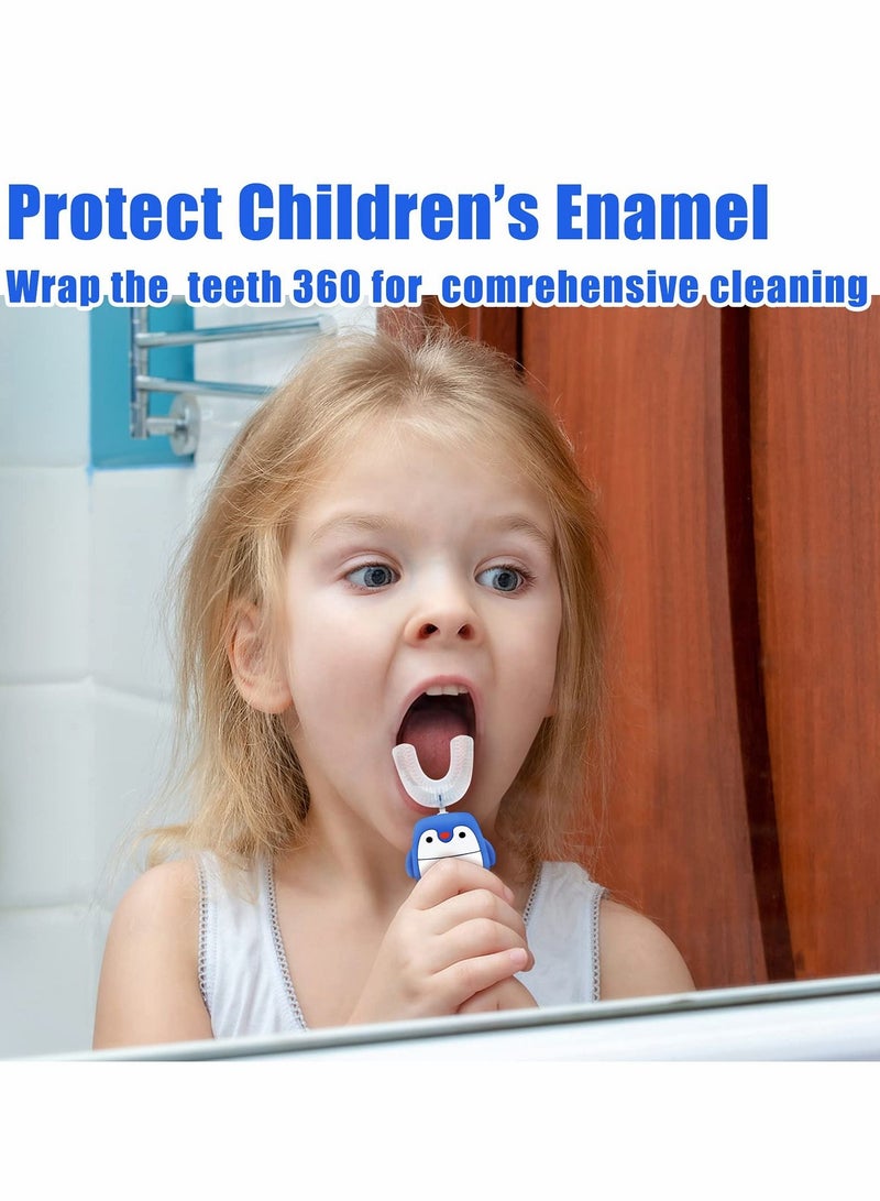 Kids U Shaped Electric Toothbrush, Automatic Timer Tooth Brush, Ultrasonic Toothbrushes with 5 Cleaning Modes IPX7 Waterproof Auto Toothbrush for Children Toddler(Age 2-6, Blue)