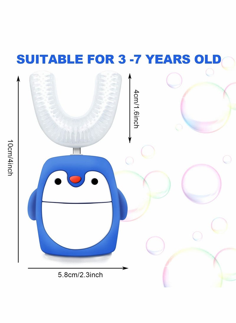 Kids U Shaped Electric Toothbrush, Automatic Timer Tooth Brush, Ultrasonic Toothbrushes with 5 Cleaning Modes IPX7 Waterproof Auto Toothbrush for Children Toddler(Age 2-6, Blue)