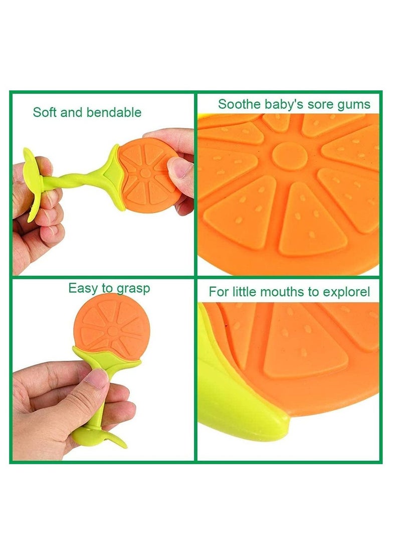 Teething Toys for Baby Natural Silicone Teether Set Fruit Feeder Teethers Babies Feeders Newborn Free Organic Freezer Safe Infants and Toddlers Toy BPA-Free