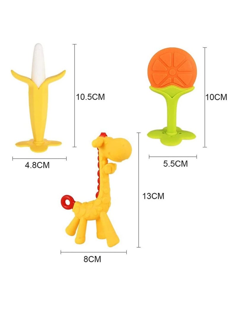 Teething Toys for Baby Natural Silicone Teether Set Fruit Feeder Teethers Babies Feeders Newborn Free Organic Freezer Safe Infants and Toddlers Toy BPA-Free
