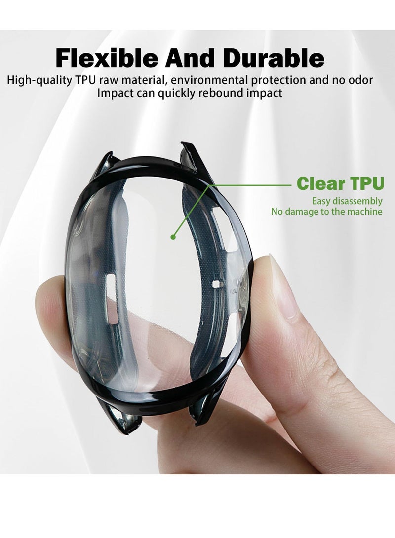 5 Pcs Seltureone Compatible for Samsung Galaxy Watch 6 44mm Screen Protector Case, Soft TPU Protective Case 44 mm, Clear Black Silver Midnight Blue Diaphanous Green