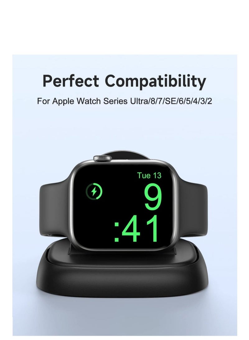 For Watch Charger Stand, Portable Charging Stand for iWatch with USB C Cable, Dock Station Series Ultra/8/7/6/5/3/2/SE, 49/45/44/42/41/40/38 mm (Black)
