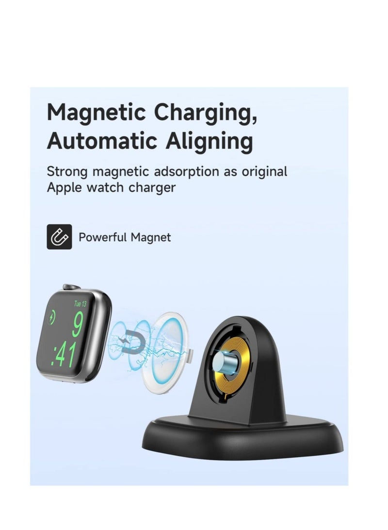 For Watch Charger Stand, Portable Charging Stand for iWatch with USB C Cable, Dock Station Series Ultra/8/7/6/5/3/2/SE, 49/45/44/42/41/40/38 mm (Black)