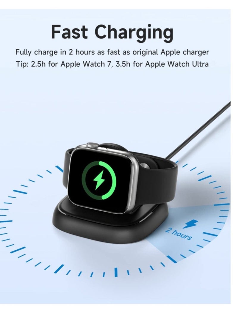 For Watch Charger Stand, Portable Charging Stand for iWatch with USB C Cable, Dock Station Series Ultra/8/7/6/5/3/2/SE, 49/45/44/42/41/40/38 mm (Black)