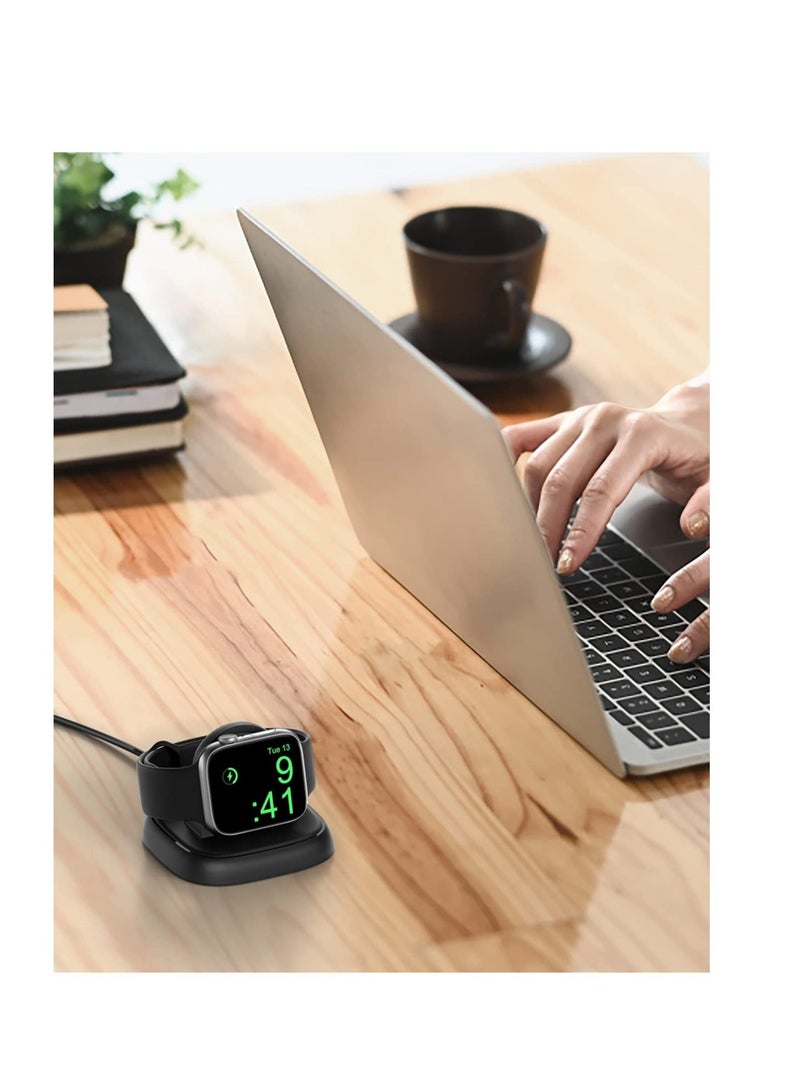 For Watch Charger Stand, Portable Charging Stand for iWatch with USB C Cable, Dock Station Series Ultra/8/7/6/5/3/2/SE, 49/45/44/42/41/40/38 mm (Black)