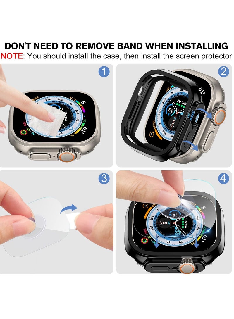 Case Compatible for Apple Watch Ultra 49mm and Screen Protector, Soft TPU Waterproof Touch Sensitive, Anti-Scratch Men Women (Ultra 49mm)