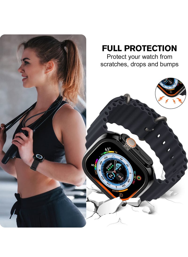 Case Compatible for Apple Watch Ultra 49mm and Screen Protector, Soft TPU Waterproof Touch Sensitive, Anti-Scratch Men Women (Ultra 49mm)