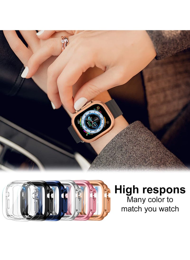 Case Compatible for Apple Watch Ultra 49mm and Screen Protector, Soft TPU Waterproof Touch Sensitive, Anti-Scratch Men Women (Ultra 49mm)