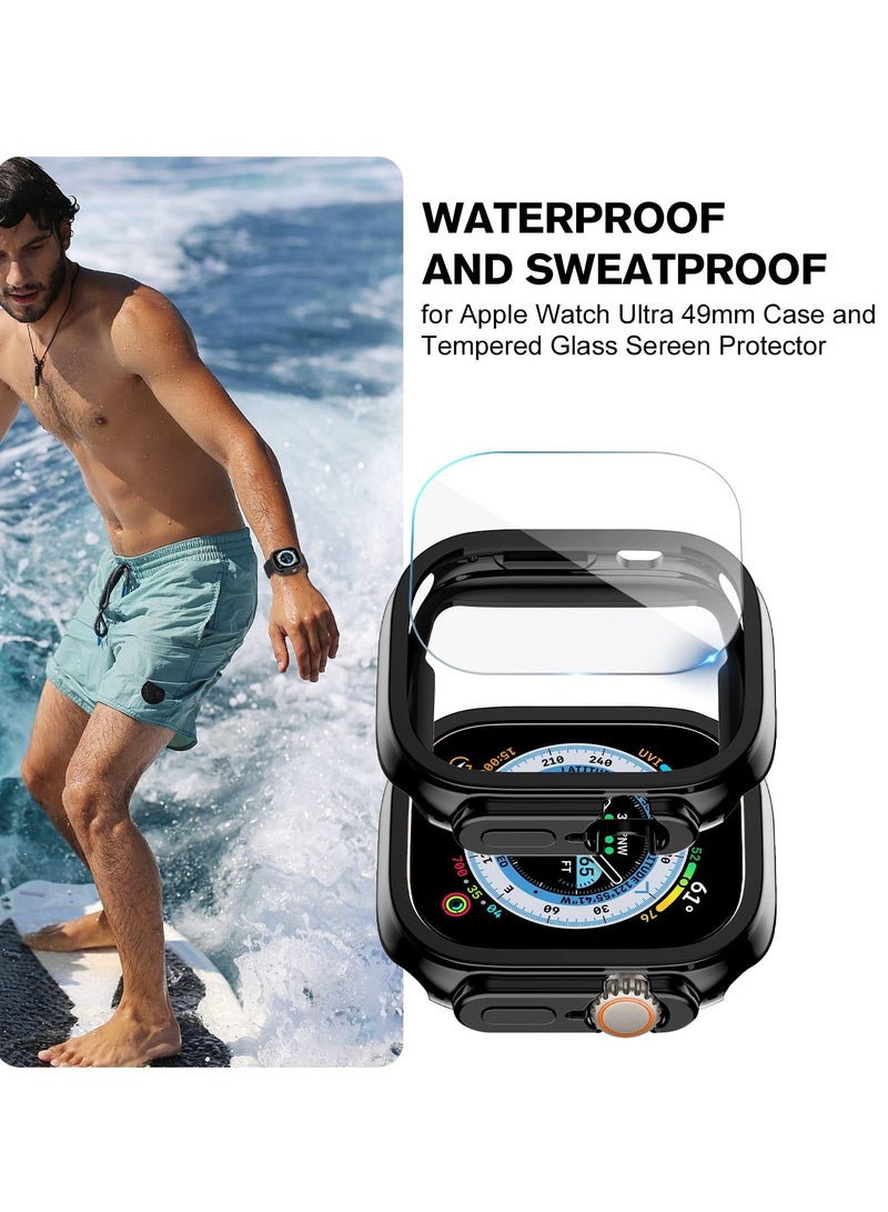 Case Compatible for Apple Watch Ultra 49mm and Screen Protector, Soft TPU Waterproof Touch Sensitive, Anti-Scratch Men Women (Ultra 49mm)