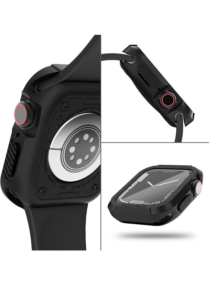 45mm Case, Compatible Fit for Apple Watch Series 7 45mm, 6 Packs Rugged Protective Case Soft TPU Bumper 7/6/SE/5/4 44mm Screen Protector Men Women