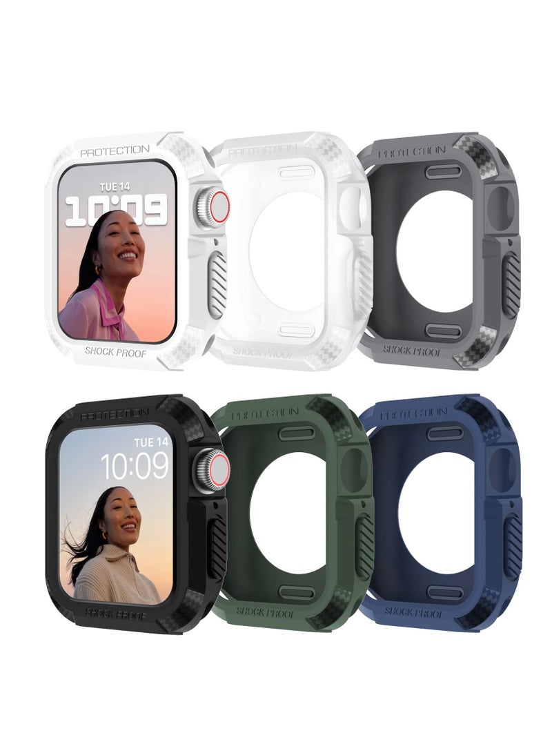 45mm Case, Compatible Fit for Apple Watch Series 7 45mm, 6 Packs Rugged Protective Case Soft TPU Bumper 7/6/SE/5/4 44mm Screen Protector Men Women