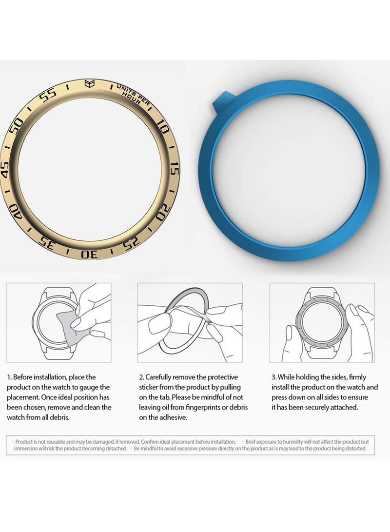 Bezel Loop Compatible for Samsung Watch 5 Pro Ring, Stainless Steel Anti Scratch Adhesive Frame Lightweight Cover Galaxy 45mm Gold