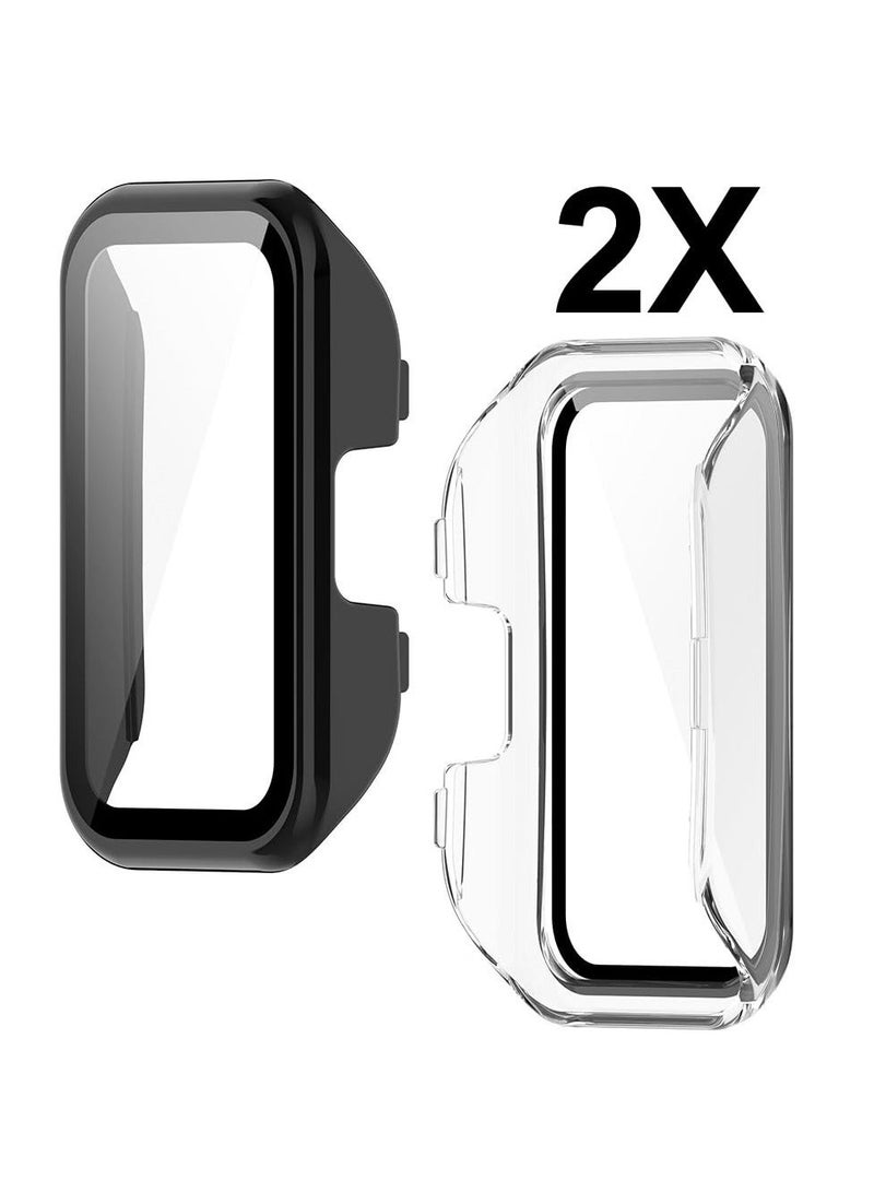 2-Pack Screen Protector Cases Compatible with Huawei Band 8,All-Around Soft TPU Protective Case Cover Bumper Frame (Clear/Black)