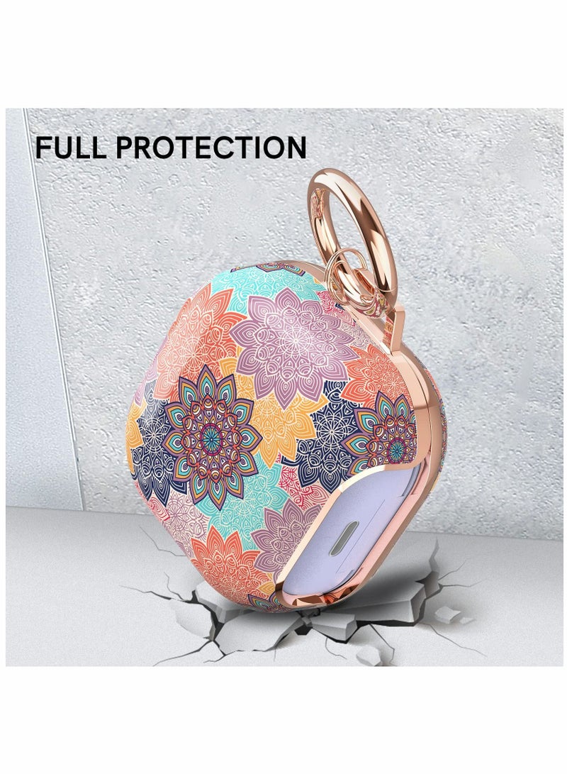 Earphone Protective Cover, for Samsung Galaxy Buds 2 Pro Case / Live Stylish Hard TPU Shockproof Cover Women Girls (Mandala, with Keych