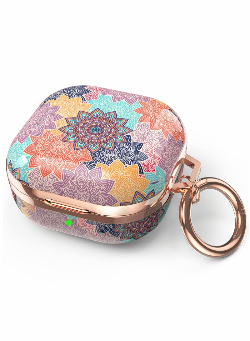 Earphone Protective Cover, for Samsung Galaxy Buds 2 Pro Case / Live Stylish Hard TPU Shockproof Cover Women Girls (Mandala, with Keych