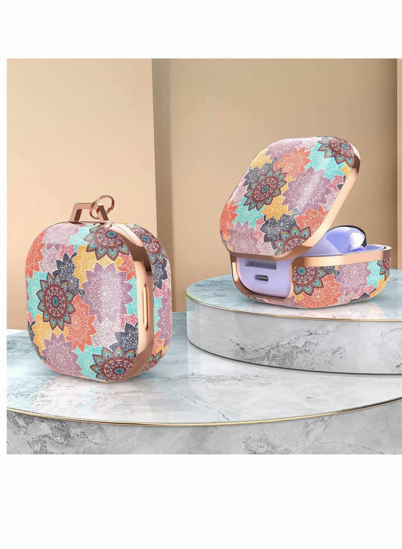 Earphone Protective Cover, for Samsung Galaxy Buds 2 Pro Case / Live Stylish Hard TPU Shockproof Cover Women Girls (Mandala, with Keych