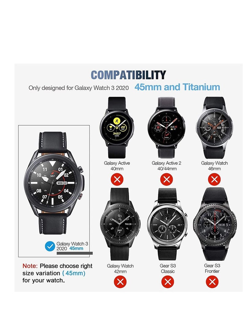 Screen Protector Compatible for Samsung Galaxy Watch 3 45mm Invisible Defender Tempered and 2 Pack Glass Protective Film TPU Cover Accessories Set