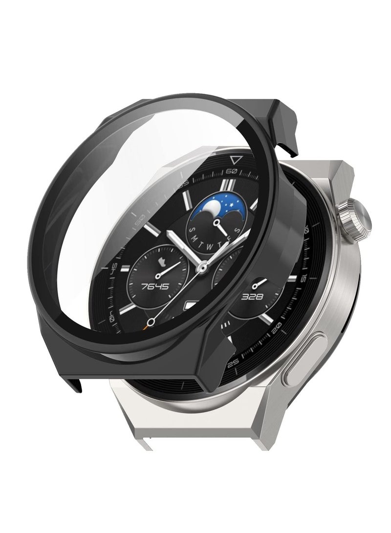 Case for Huawei Watch GT3 Pro 46mm 2Pack All Around Ultra Thin Fit Anti Scratch Flexible Frame Shockproof Hard PC Cover with Tempered Glass Screen Protector