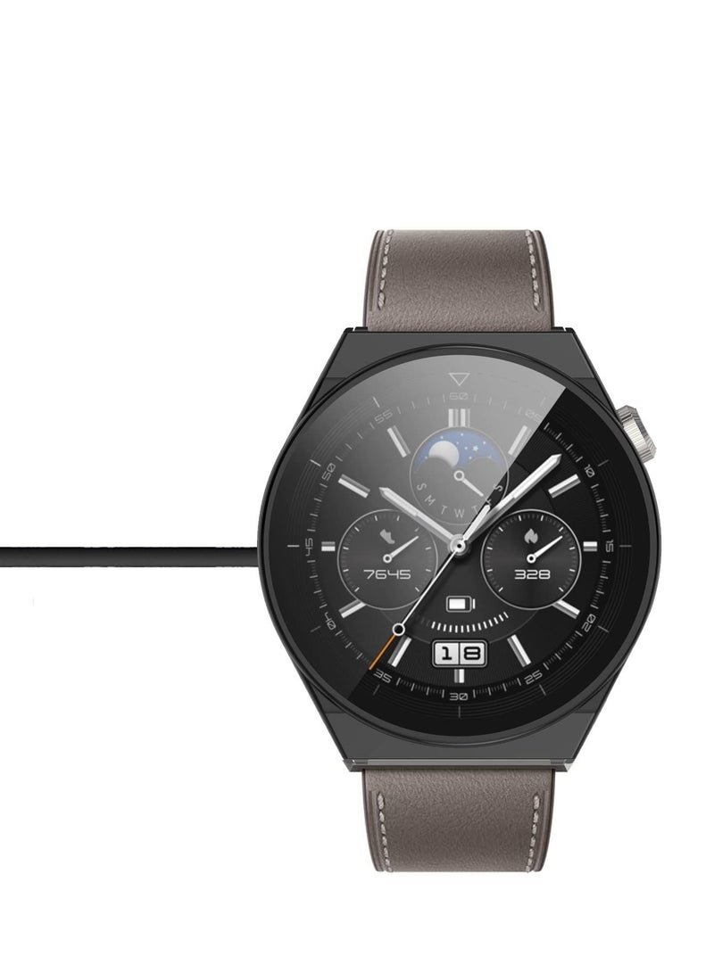 Case for Huawei Watch GT3 Pro 46mm 2Pack All Around Ultra Thin Fit Anti Scratch Flexible Frame Shockproof Hard PC Cover with Tempered Glass Screen Protector